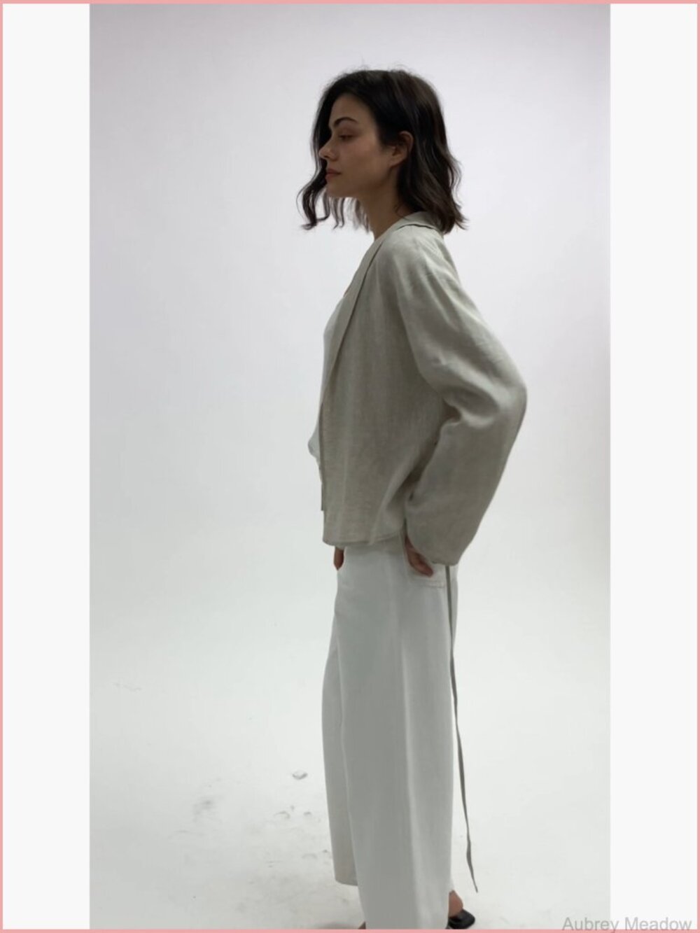 100% Linen Lightweight Open Front Cardigan Long Sleeve with Tie - Picture 7 of 7